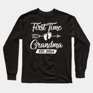 Womens First time Grandma 2024 Mothers Day Soon to be Grandma 2024 Long Sleeve T-Shirt